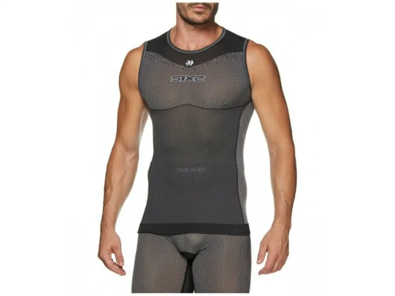 SIXS SML BT Funktionelles ultraleichtes ärmelloses Shirt in Carbon Schwarz.