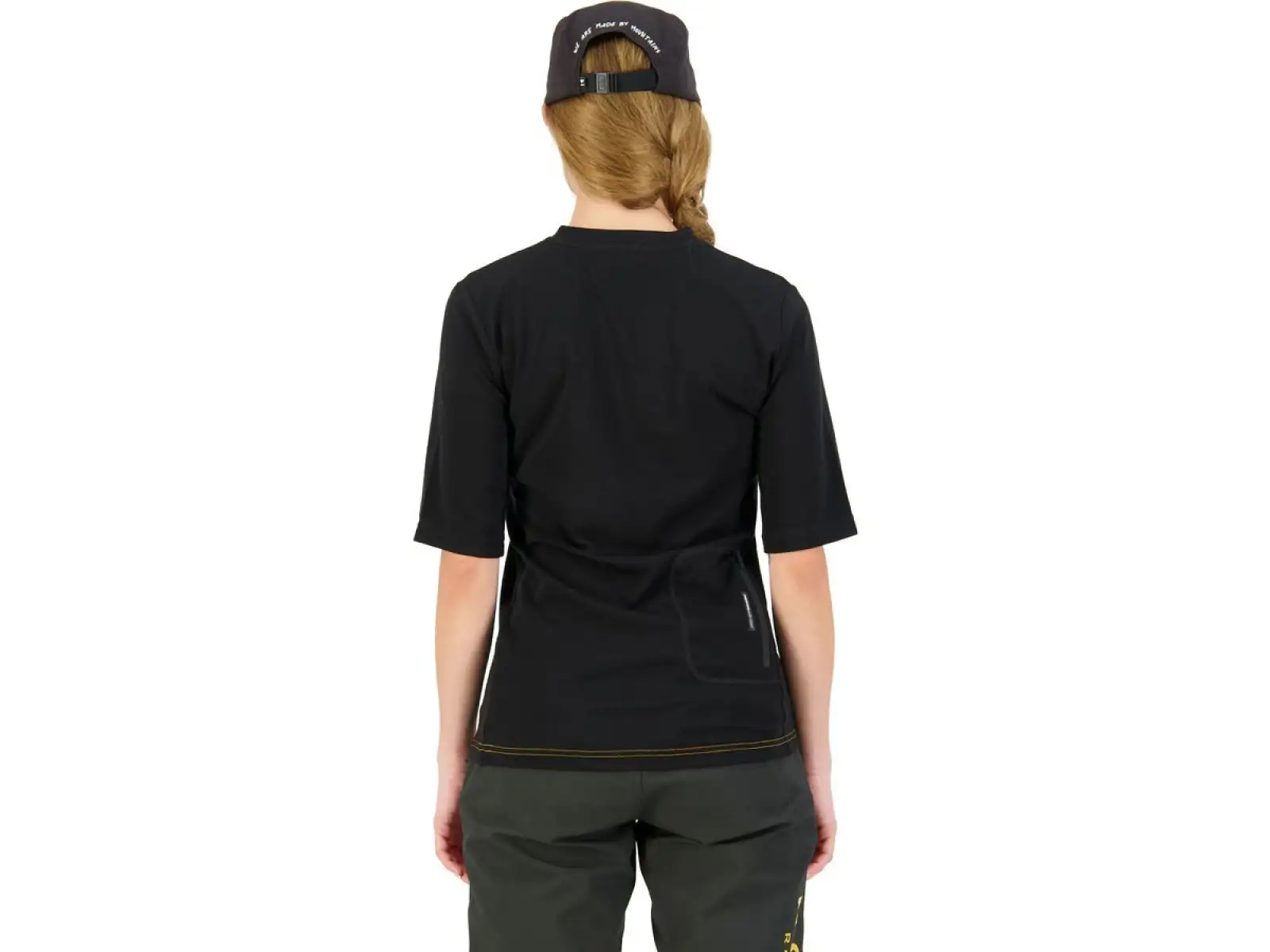 Mons Royale Redwood Enduro VT Damen-Trikot mit kurzen Ärmeln in Schwarz/Gold.