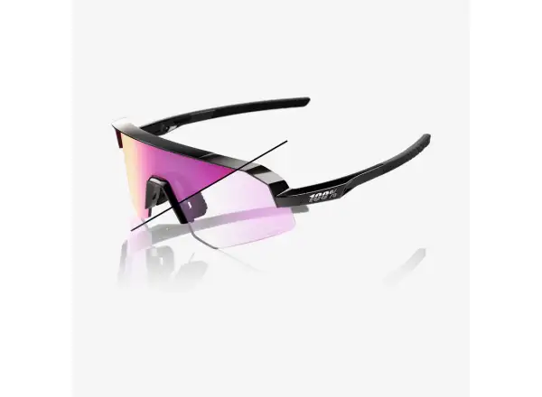 100% Slendale SL Sonnenbrille Gloss Black/Photochromic Purple Mirror