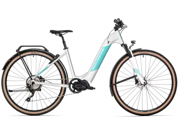 Rock Machine Crossride E400 Touring Lady E-Bike Gloss Pearl White/Light Mint