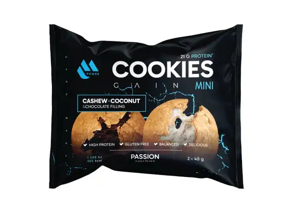 Passion MPower Cookie Gain Mini kešu, kokos a mandle 2x40 g