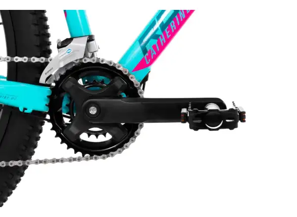 Rock Machine Catherine 10-29 in Neon Cyan/Petrol/Pink mountain bike.