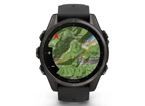 Garmin fenix 8 - 43 mm AMOLED Saphir Smartwatch in Carbon Titanium Schwarz/Steingrau