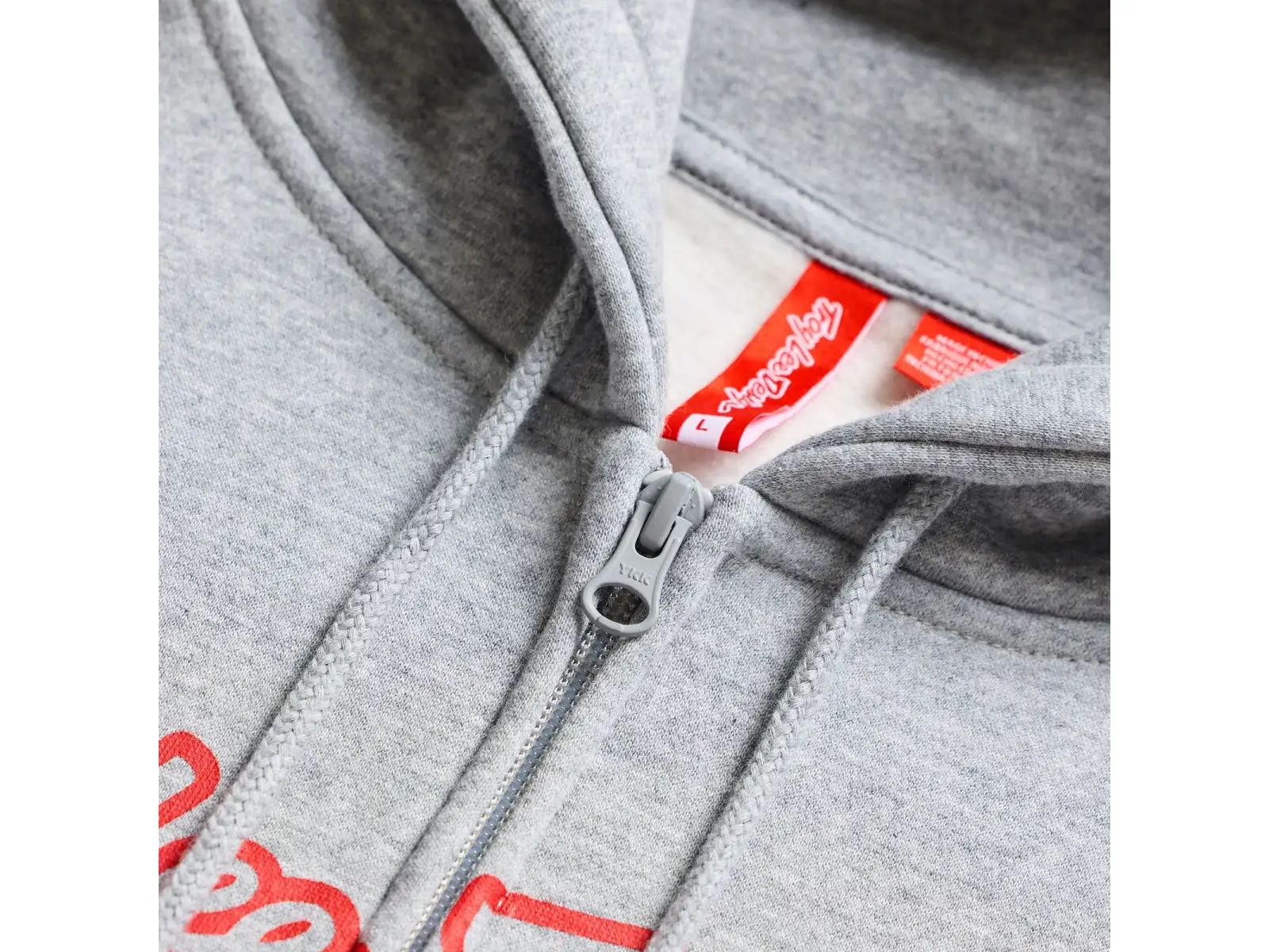 Troy Lee Designs Signature Herren-Kapuzenjacke mit Reißverschluss Gray heather/Red