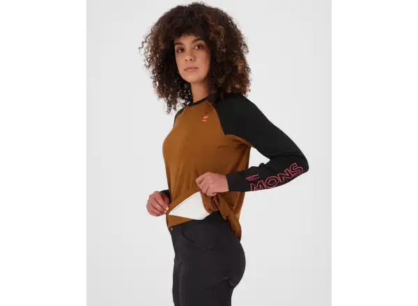 Mons Royale Tarn Merino Damen Langarmshirt Caramel / Black