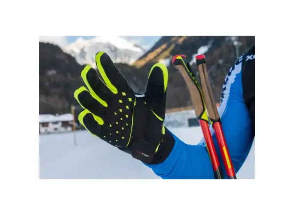Leki HRC Race Shark Langlaufhandschuhe Black/Neon yellow