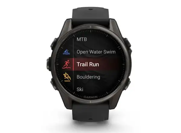 Garmin fenix 8 - 43 mm AMOLED Saphir Smartwatch in Carbon Titanium Schwarz/Steingrau