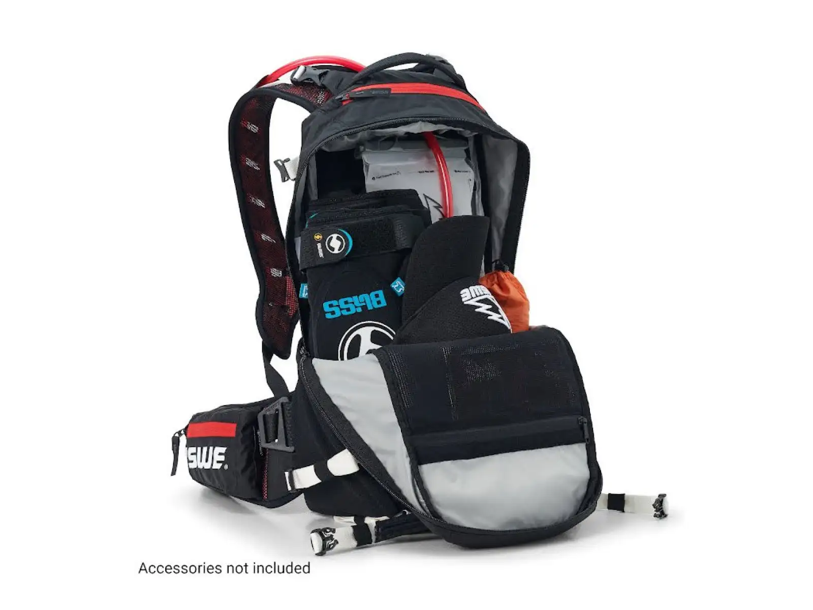 USWE Flow 16 Rucksack mit Rückenprotektor Schwarz/Rot 16l Größe S