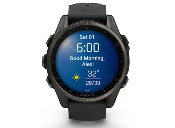 Garmin fenix 8 - 43 mm AMOLED Saphir Smartwatch in Carbon Titanium Schwarz/Steingrau