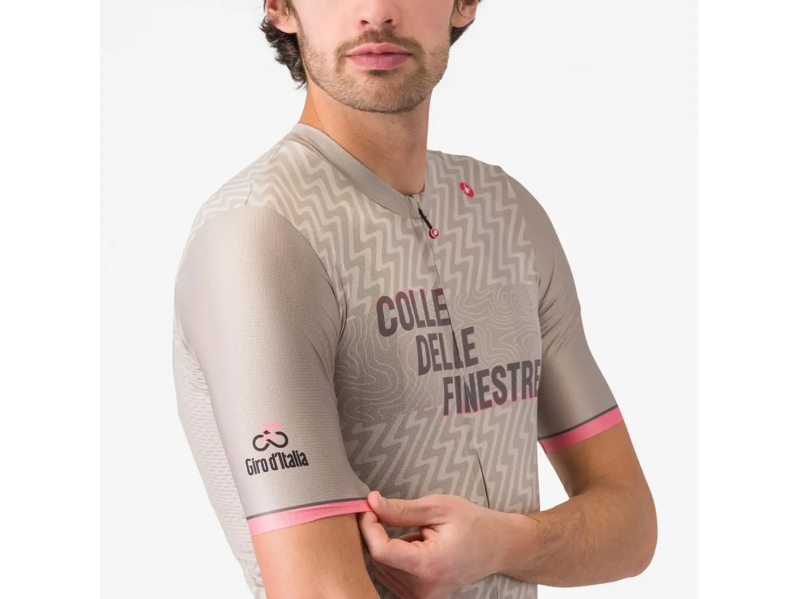 Castelli Giro Colle Delle Finestre Herren Trikot Kurzarm Beige Tortora