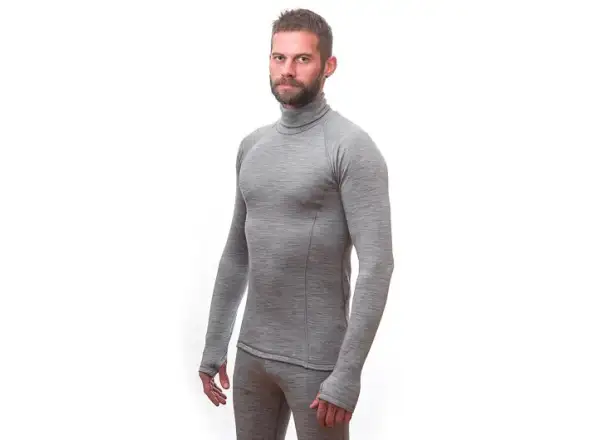 Sensor Merino Bold Neck Herren T-Shirt Langarm Cool Gray