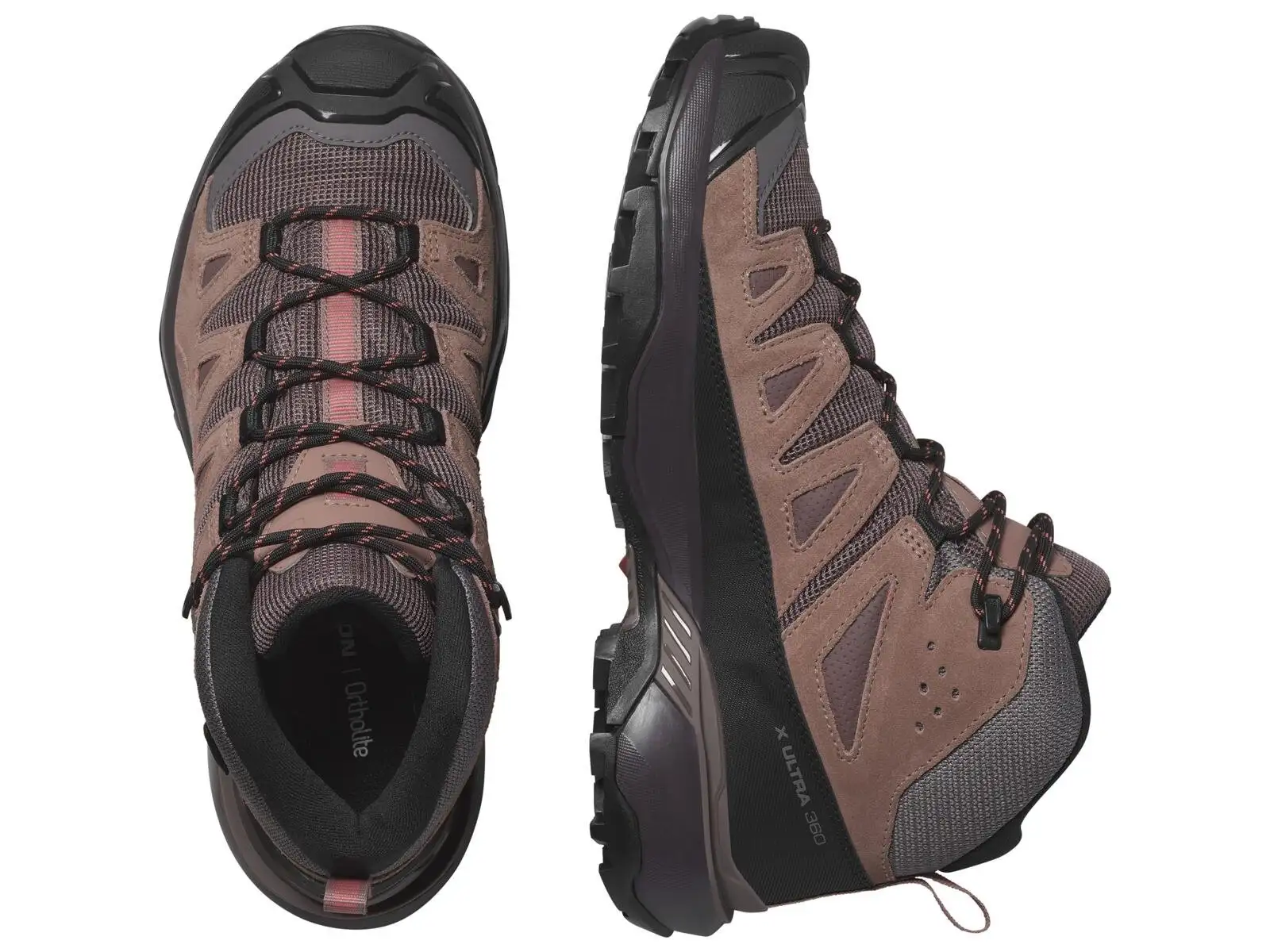 Salomon X Ultra 360 LTR MID GTX Damen Wanderschuhe Peppercorn/Cognac/Hot Coral