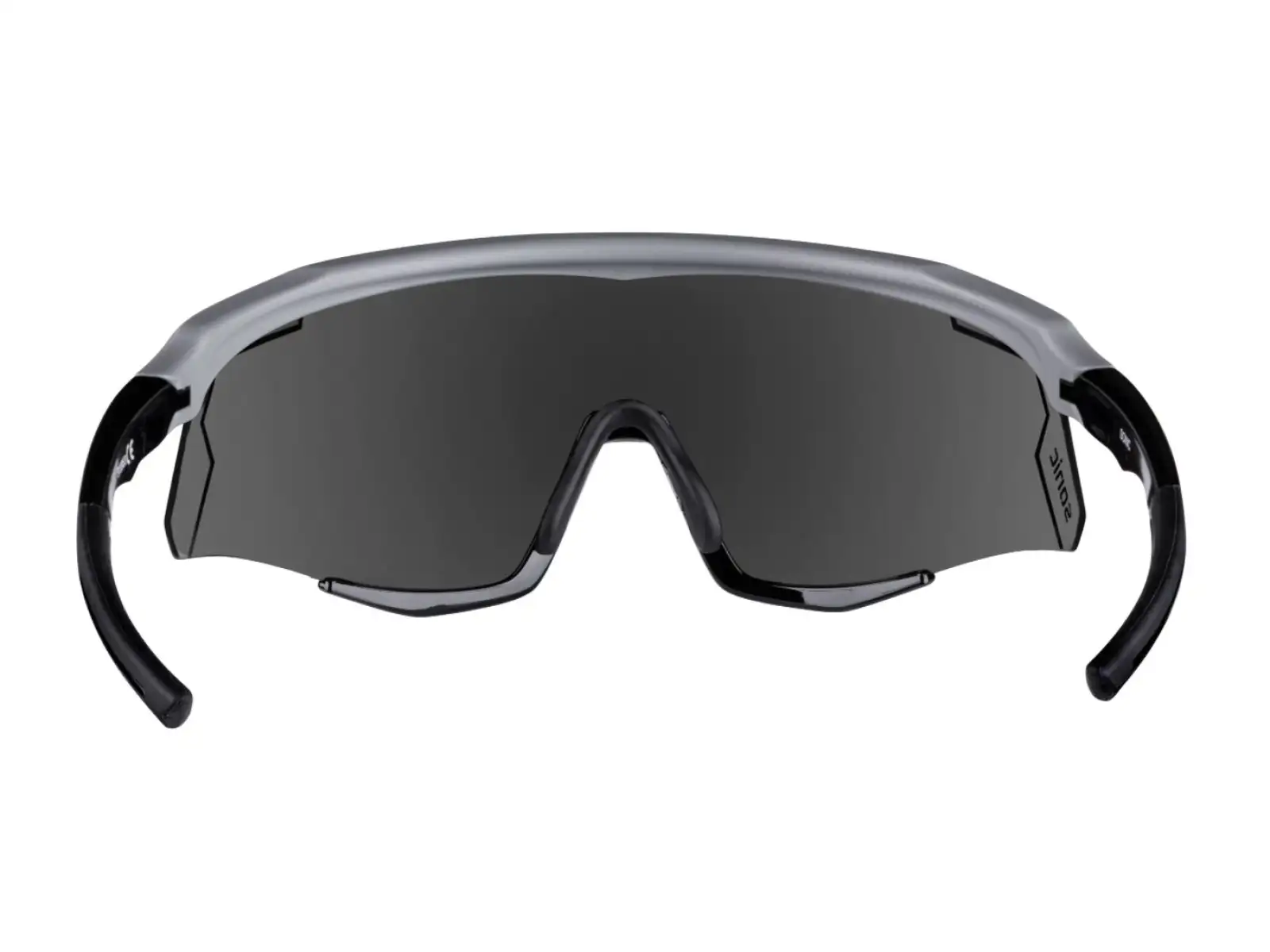 Force Sonic Fahrradbrille grau/schwarz, schwarze verspiegelte Gläser.