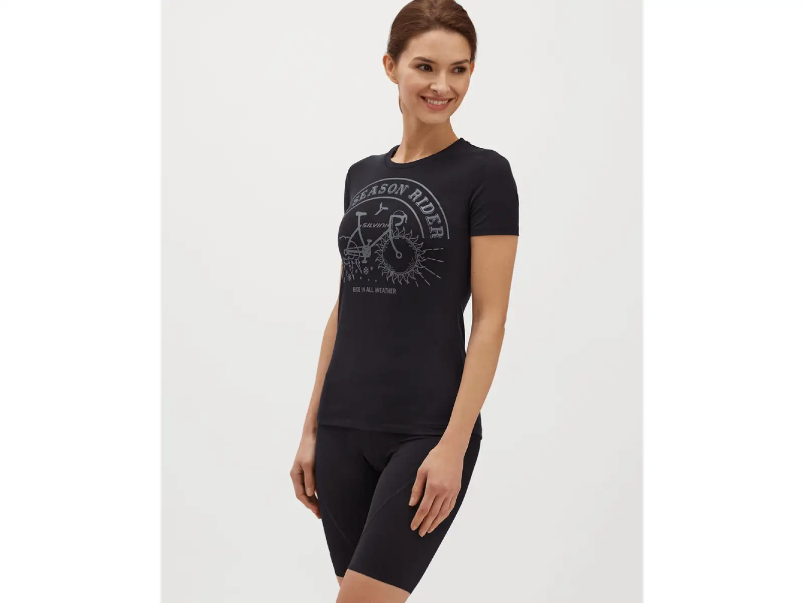 Silvini Pelori Damen-Trikot mit kurzen Ärmeln in Anthrazit/Grau.