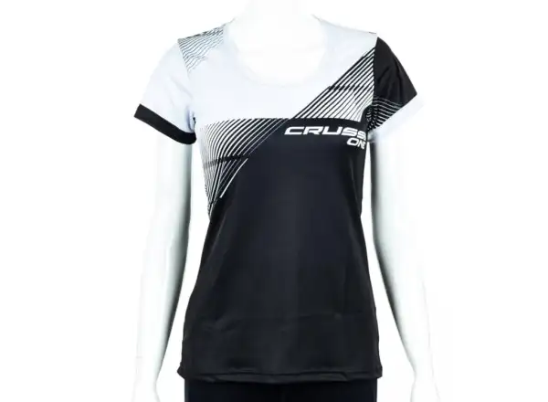 Crussis One Damen Sportshirt Kurzarm Schwarz/Weiß.
