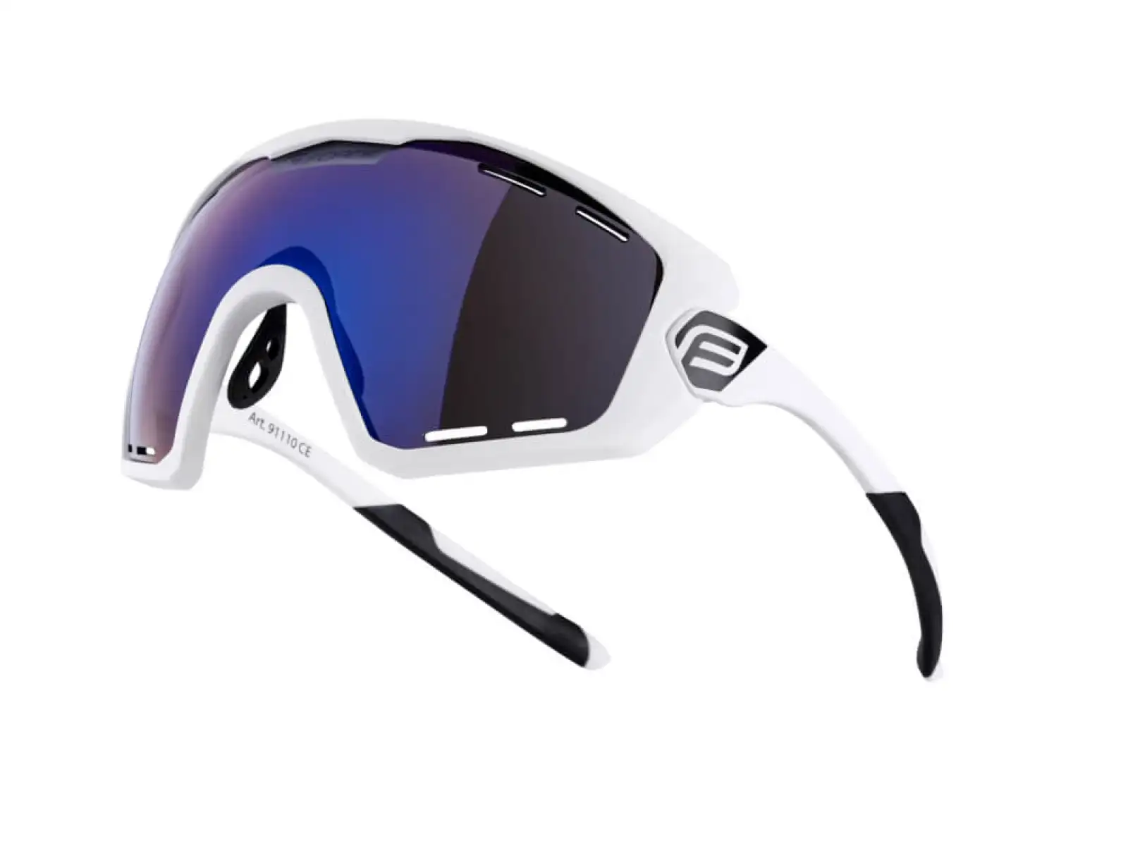 Die Force Ombro Plus Fahrradbrille in Weiß/Blau-Gläsern.