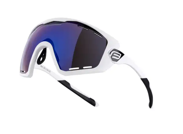Die Force Ombro Plus Fahrradbrille in Weiß/Blau-Gläsern.