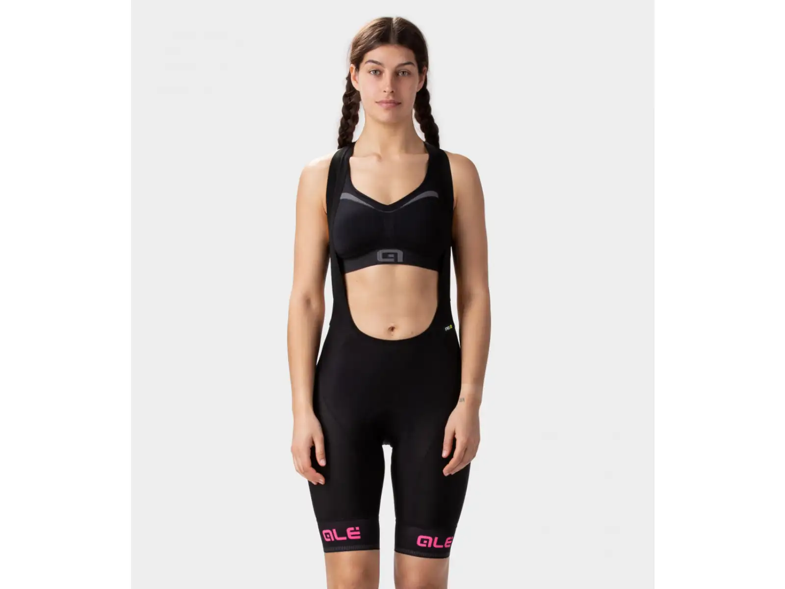 Alé PR-R Sella Plus Lady Damen Shorts mit Latz und Polsterung Fluo Pink
