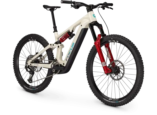 Focus SAM 9 800Wh vollgefedertes E-Bike Champagne / Shellwhite