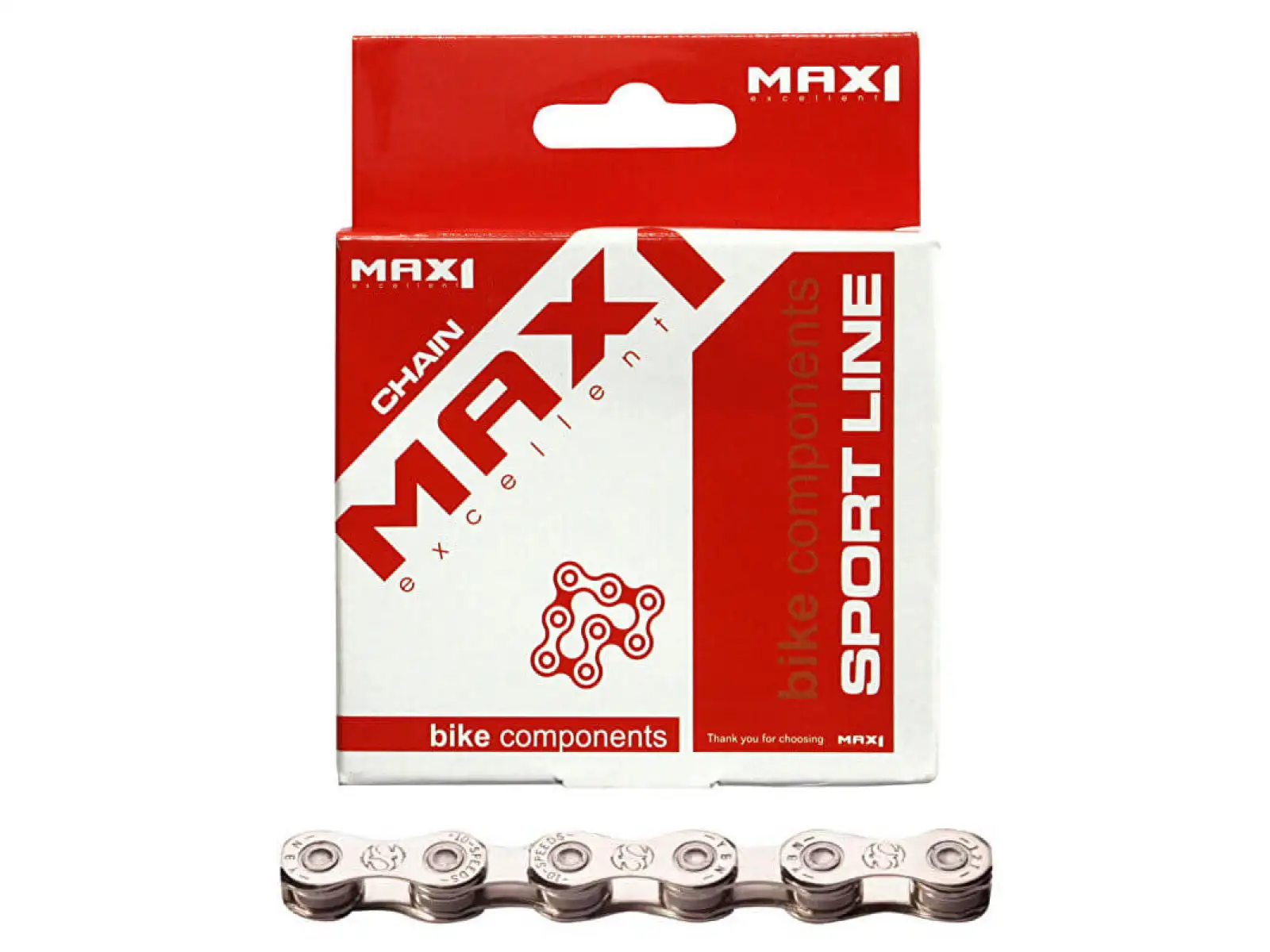 MAX1 Kette 10-fach, 116 Glieder, Silber.