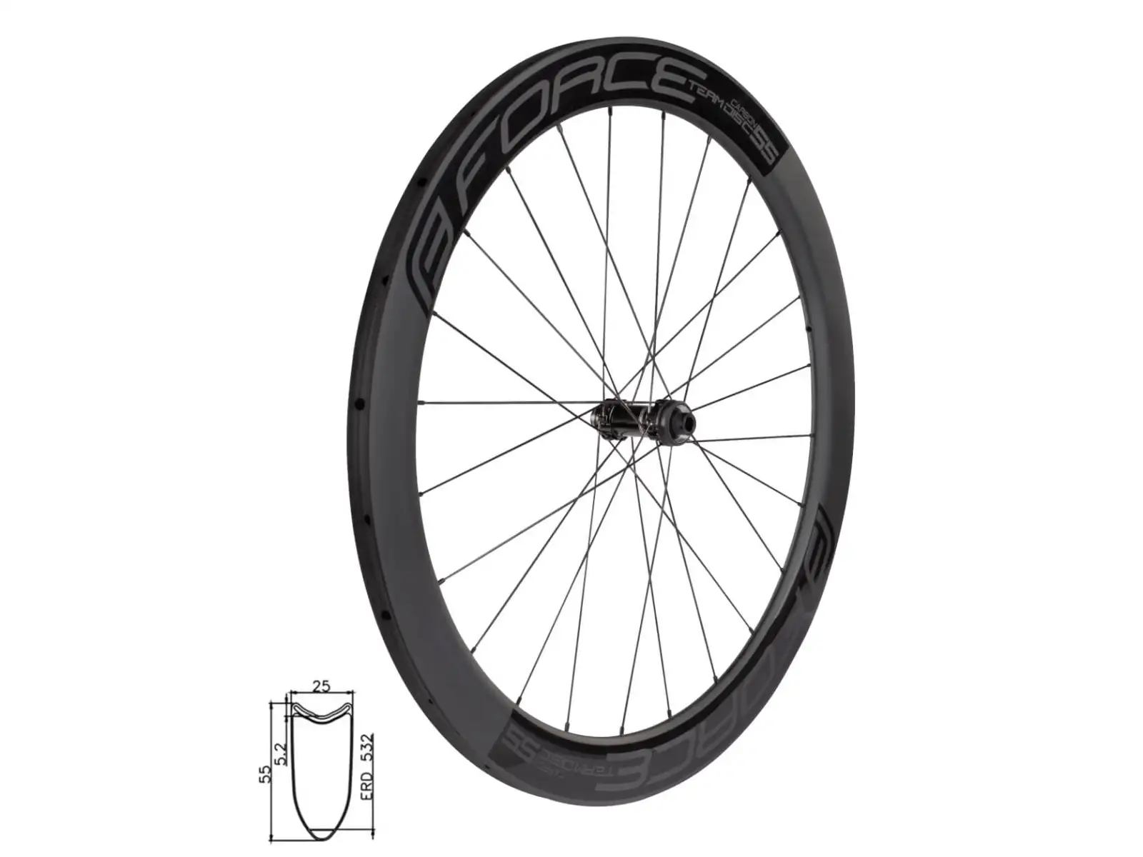 Force Team SP Karbon Disc CL Rennrad Laufrad 12x100 mm, 55 mm vorne