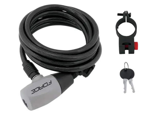 Force Spiralschloss grau 120cm/8mm + Halter