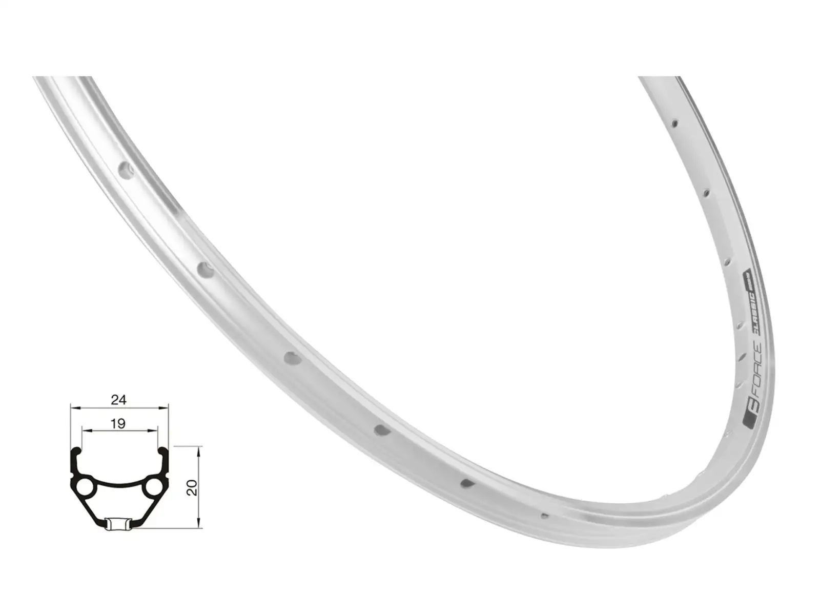 Force Classic 19-622 32 Löcher Felge silber