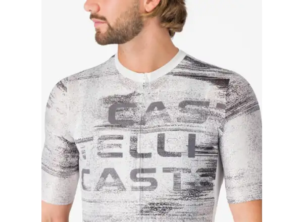 Castelli Stratus Logo Herrentrikot Kurzarm White/Smoky Gray