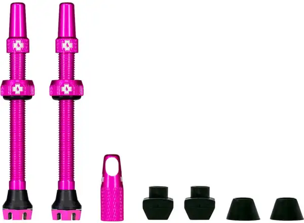 Muc-Off Tubeless Presta Ventil KIT V2, 2 Stück, Pink.