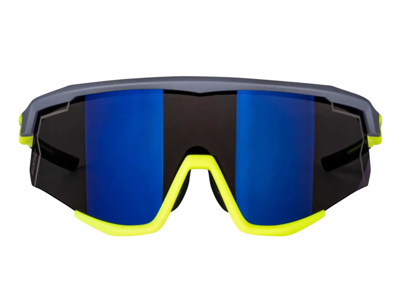 Force Sonic Fahrradbrille grau/fluo, blau-lila verspiegelte Gläser