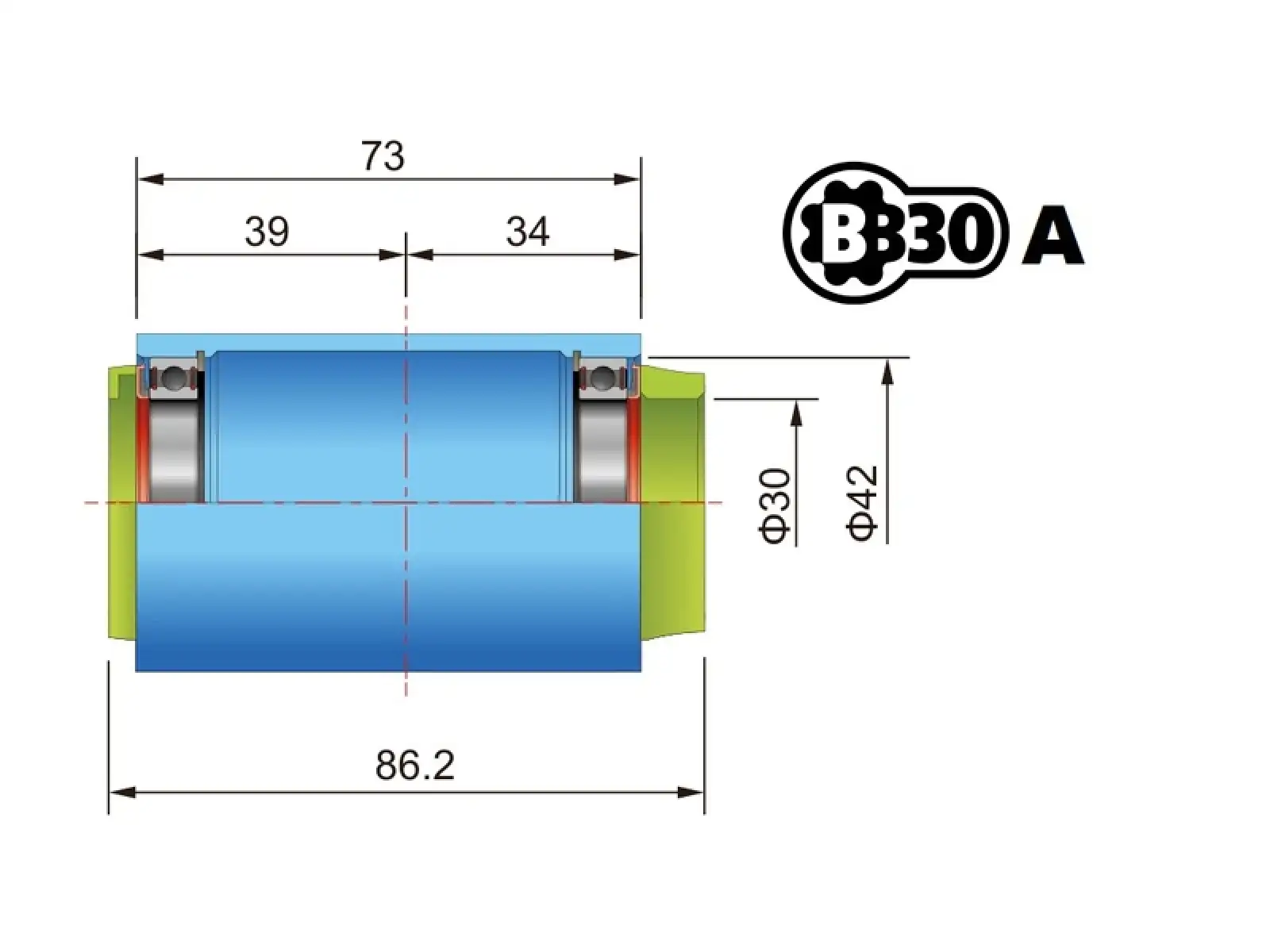 FSA Adapter für BB-30A/PF-30A Rahmen und FSA 386EVO Kurbeln.