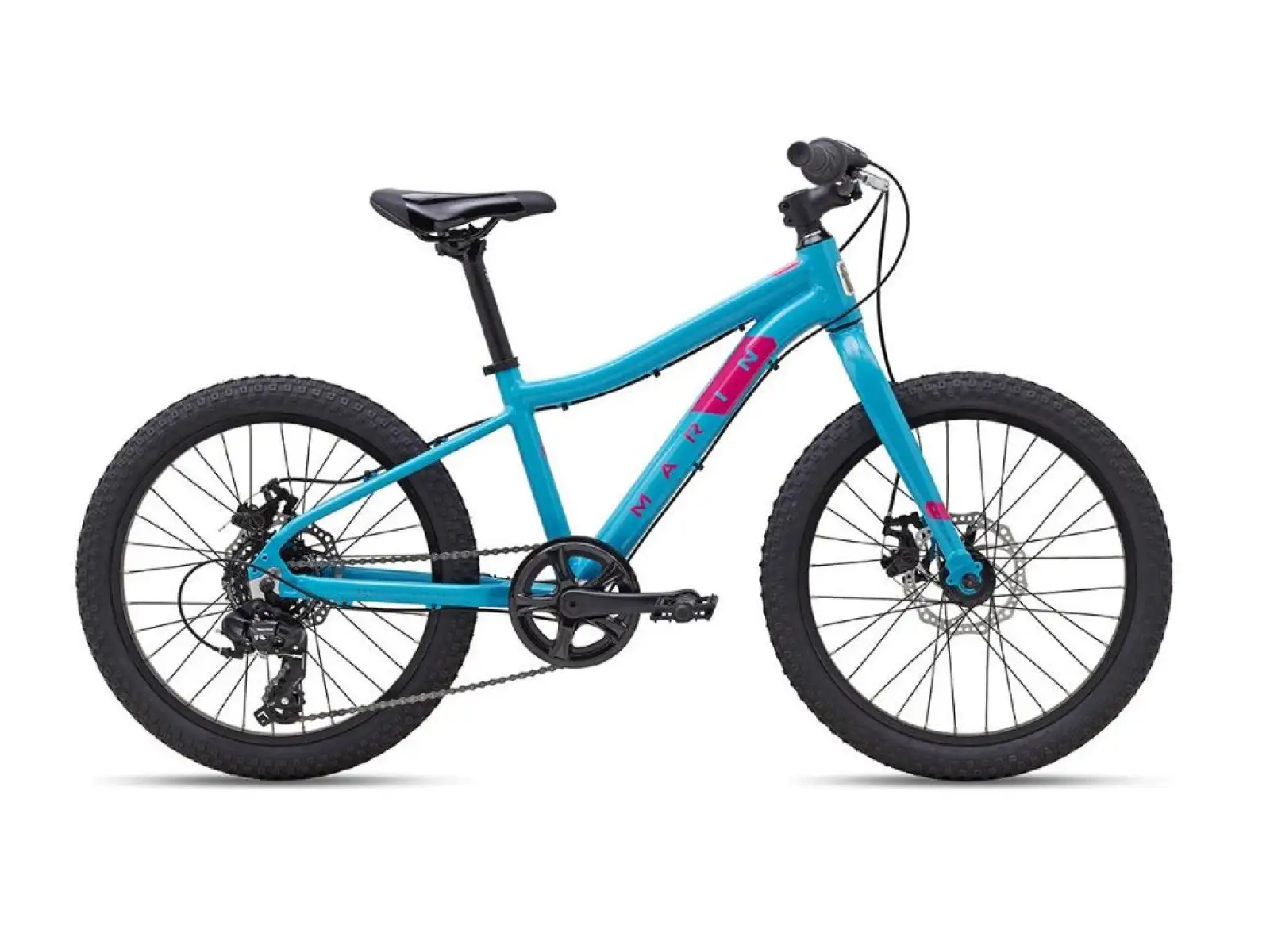 Das Marin Hidden Canyon 20" Kinderfahrrad in Blau-Grün/Rosa.