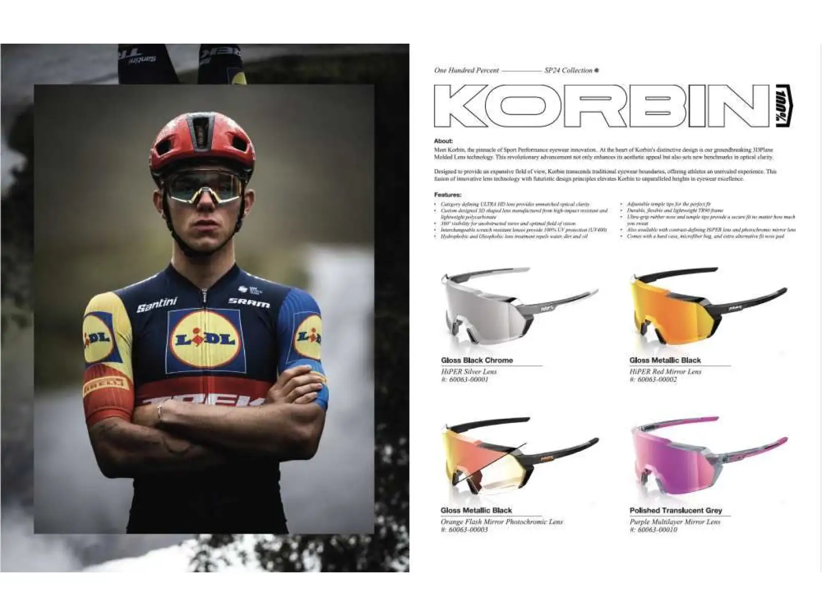 100% Korbin Brille Polished Translucent Grey/Purple Multilayer Mirror