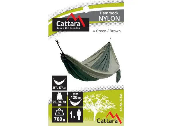 Cattara Hängematte aus Nylon in Grün-Braun