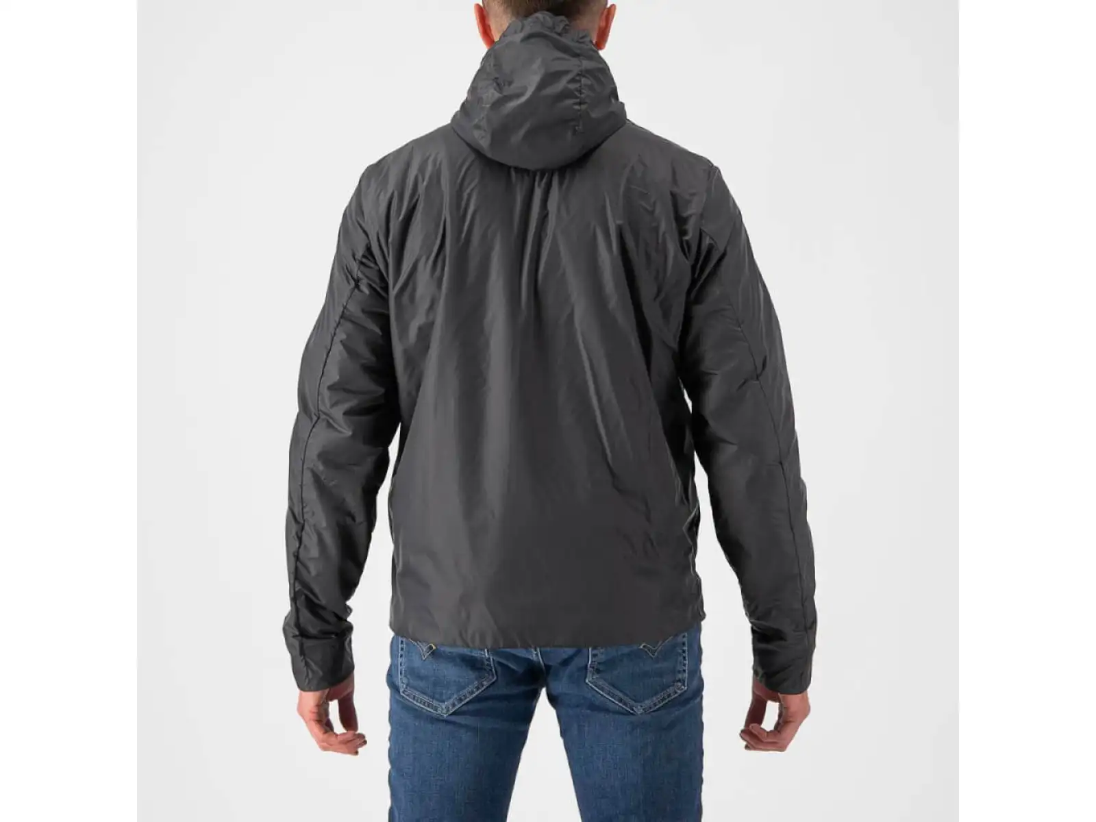 Castelli Riscalda Puffy Herrenjacke dunkelgrau/elektrisches Limettengrün