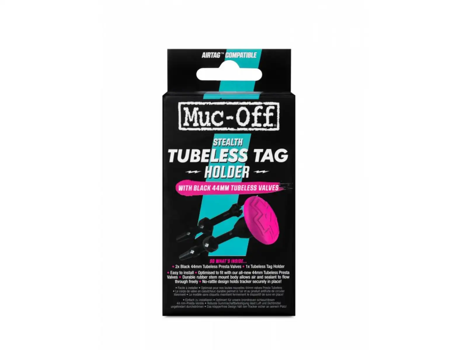 Muc-Off Tubeless Ventil-Kit für Schlauchlosreifen, 44 mm, Schwarz.