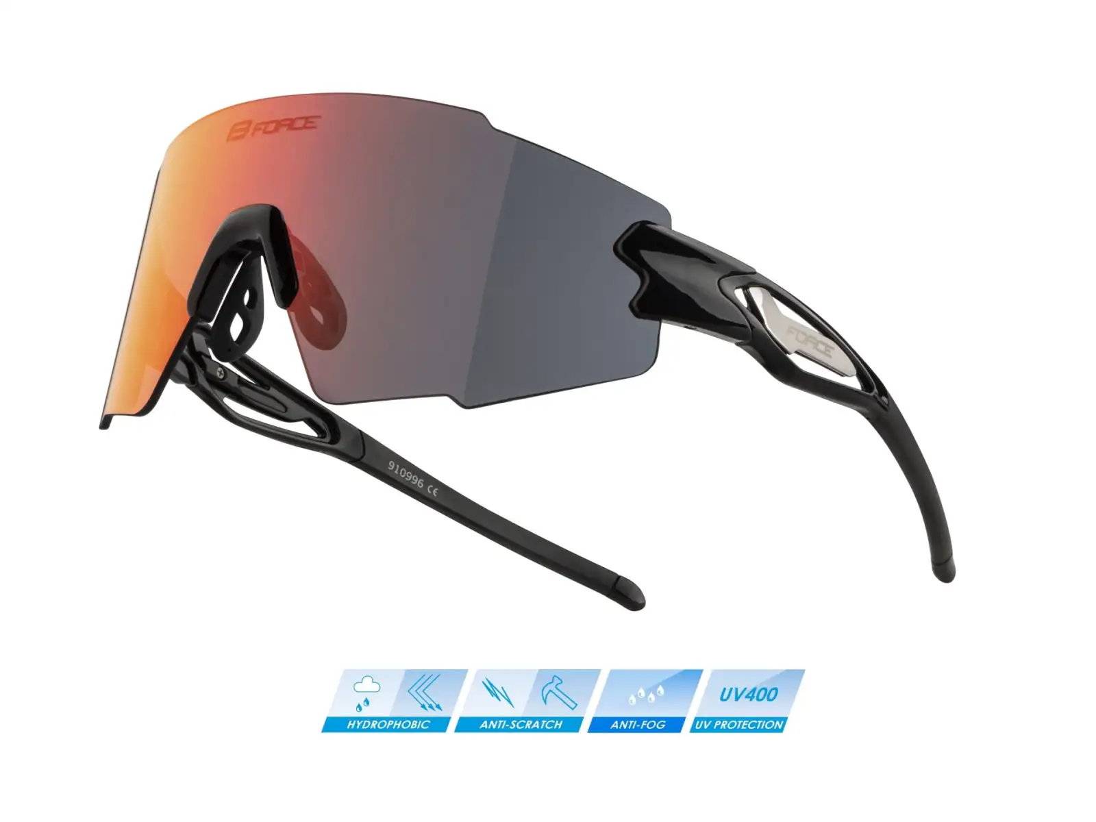 Force Mantra Fahrradbrille schwarz/rot verspiegelte Gläser