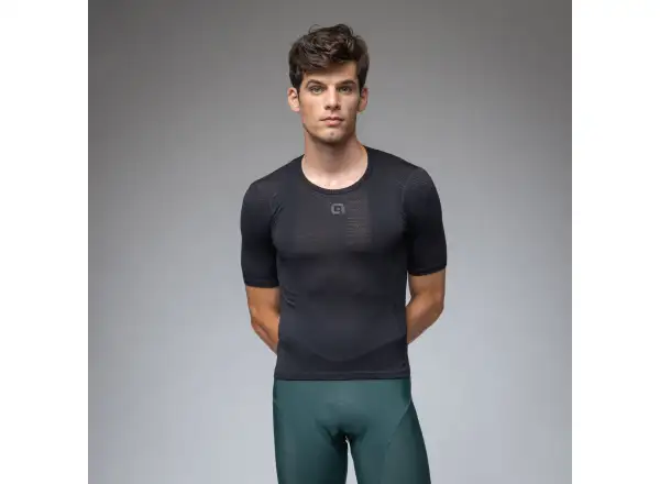 Alé Intimo Merino Herren Unterhemd kurzer Ärmel Black