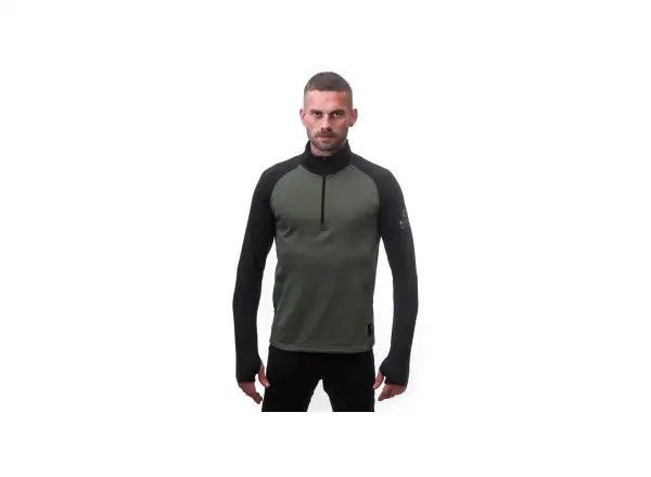 Sensor Coolmax Thermo Herren-Sweatshirt Olive Green/schwarz