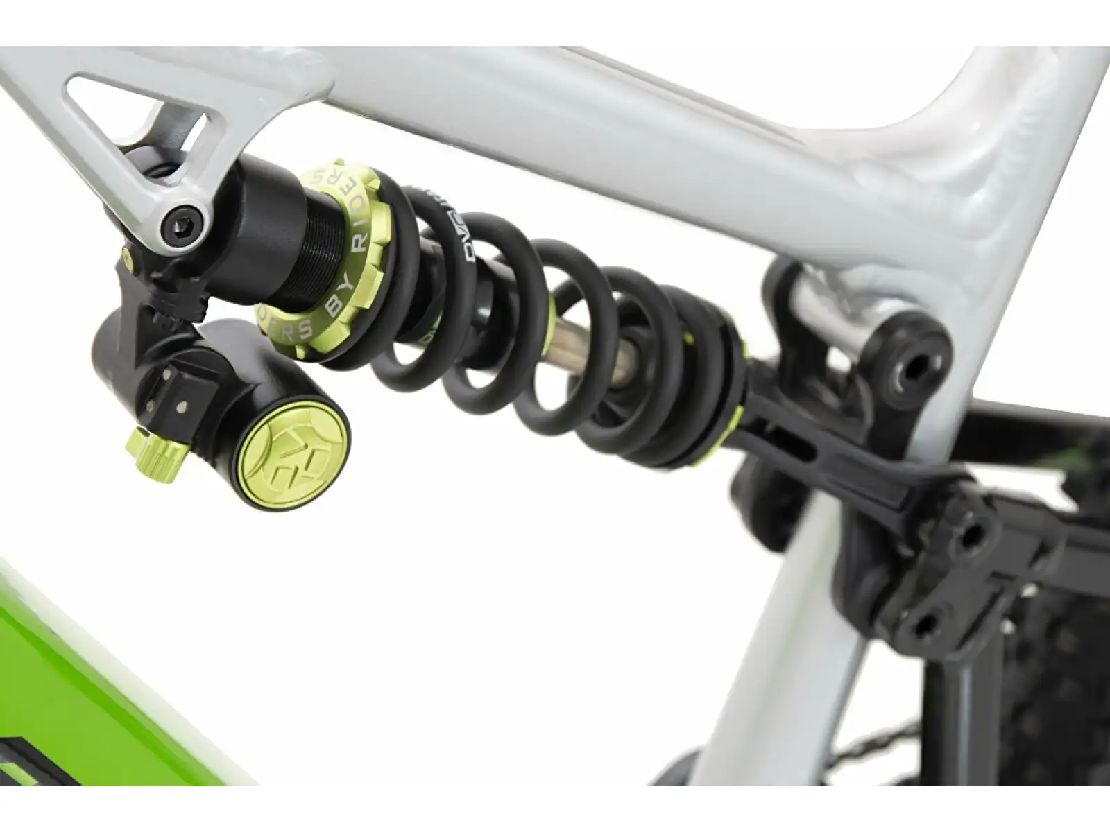 Rock Machine Blizzard INT e90-297 Gloss Silber/Schwarz/Grün, vollgefedertes E-Bike.