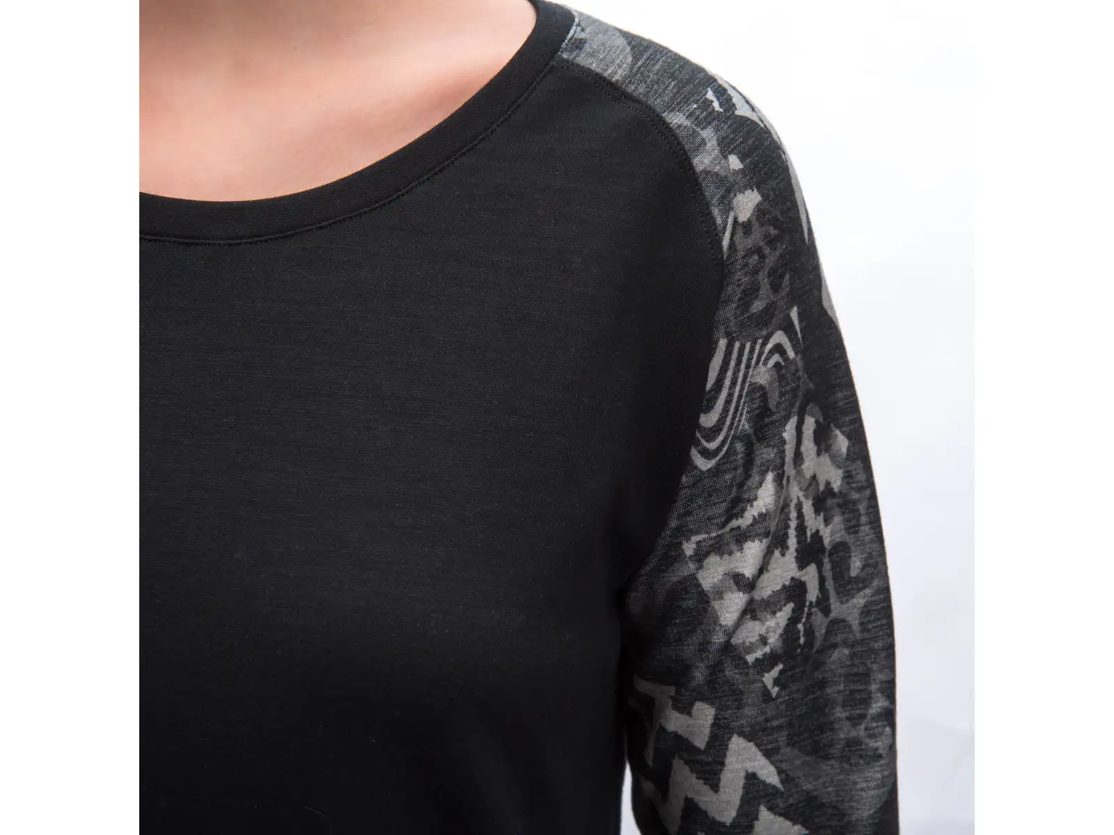 Sensor Merino Blend Impress Damen Langarmshirt schwarz/zebra
