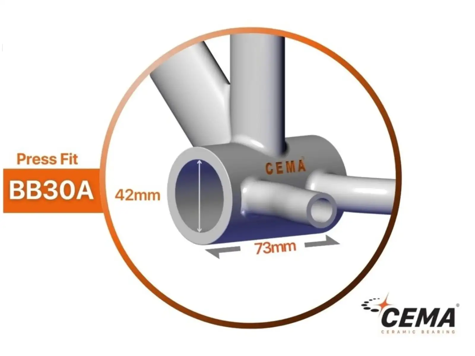 Cema BB30A-asymmetrisches Interlock 24 mm Achse Tretlager Stahl schwarz