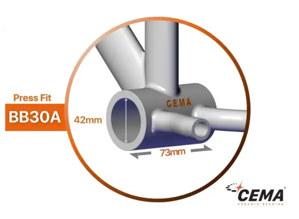 Cema BB30A-asymmetrisches Interlock 24 mm Achse Tretlager Stahl schwarz