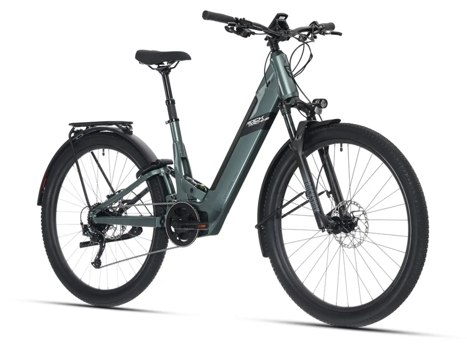 Rock Machine Crossride e450 FS Tiefeinstieg vollgefedertes Elektrofahrrad Ocean Grey/Black