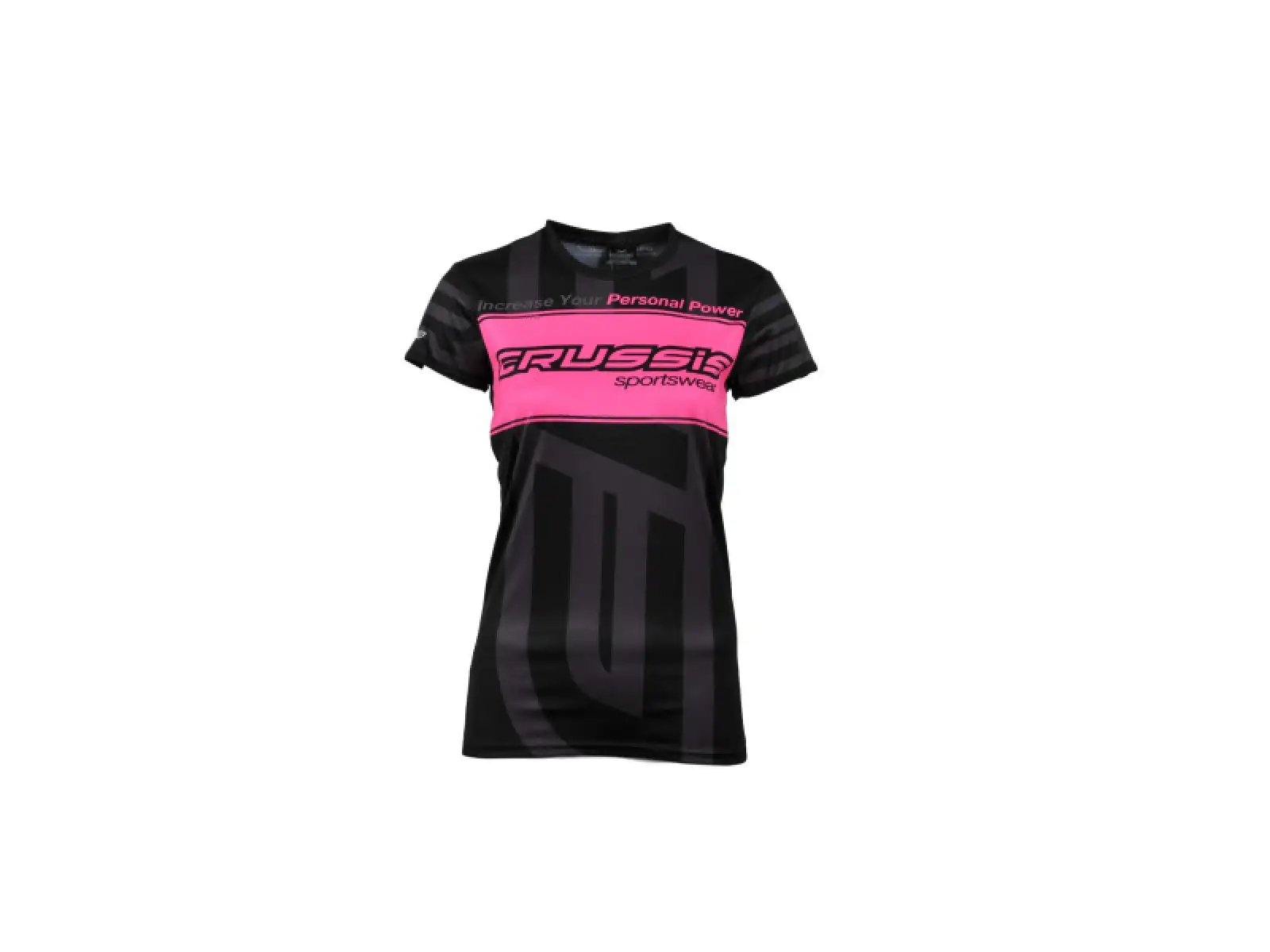 Crussis Damen Kurzarm-Shirt pink gestreift/schwarz, Größe XS