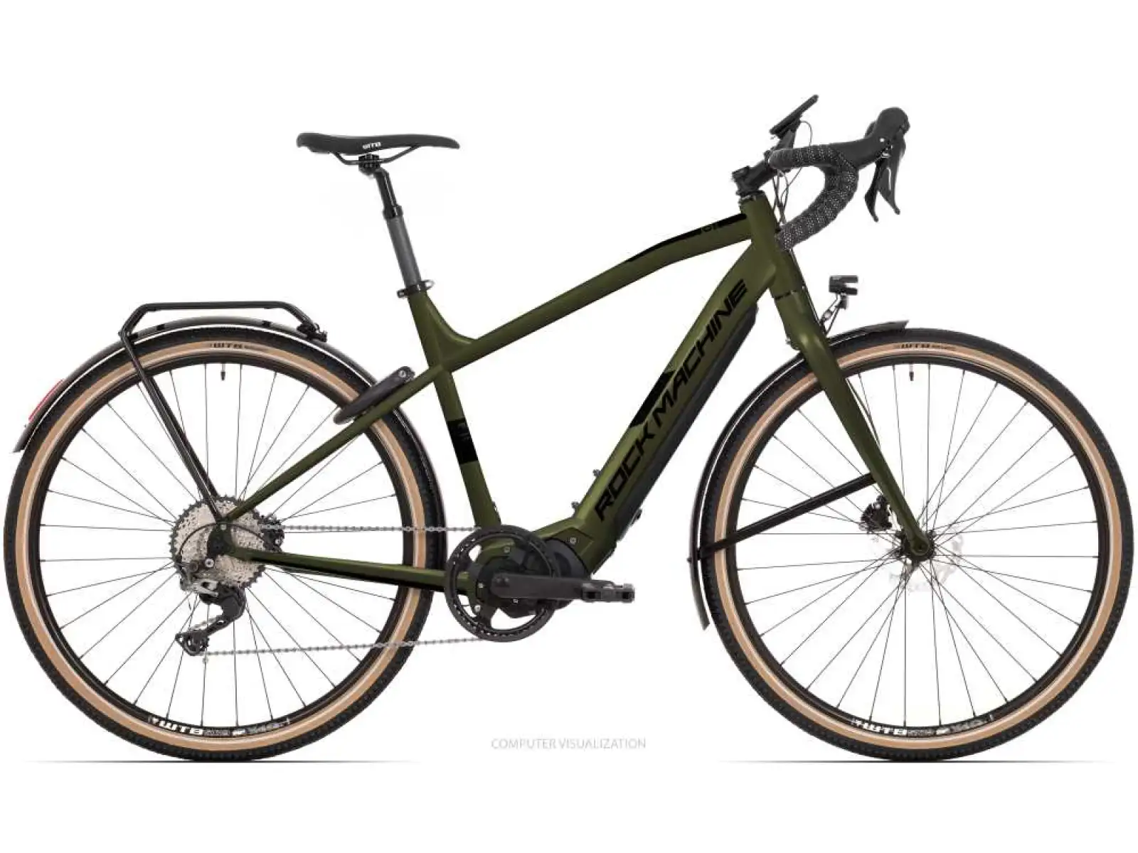 Rock Machine Gravelride e500 Schotter e-Bike Matte Khaki/Schwarz DEMO