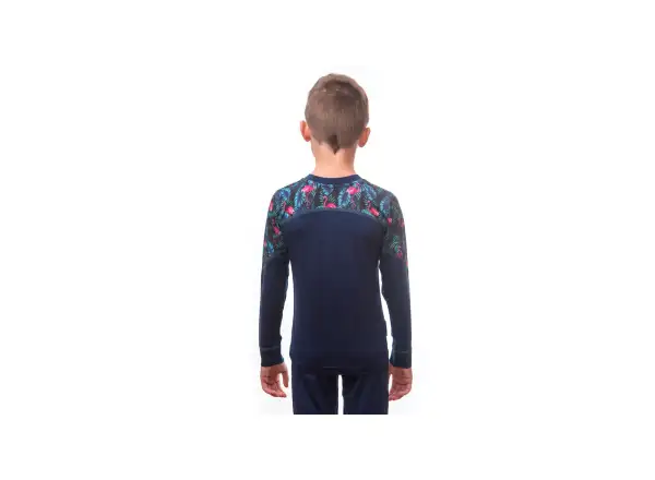 Sensor Merino Impress Set Kinder Langarmshirt + Hosen deep Blue/Floral
