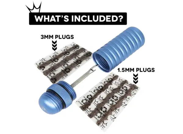 Peatys Holeshot Reparaturset für schlauchlose Reifen in Violett.