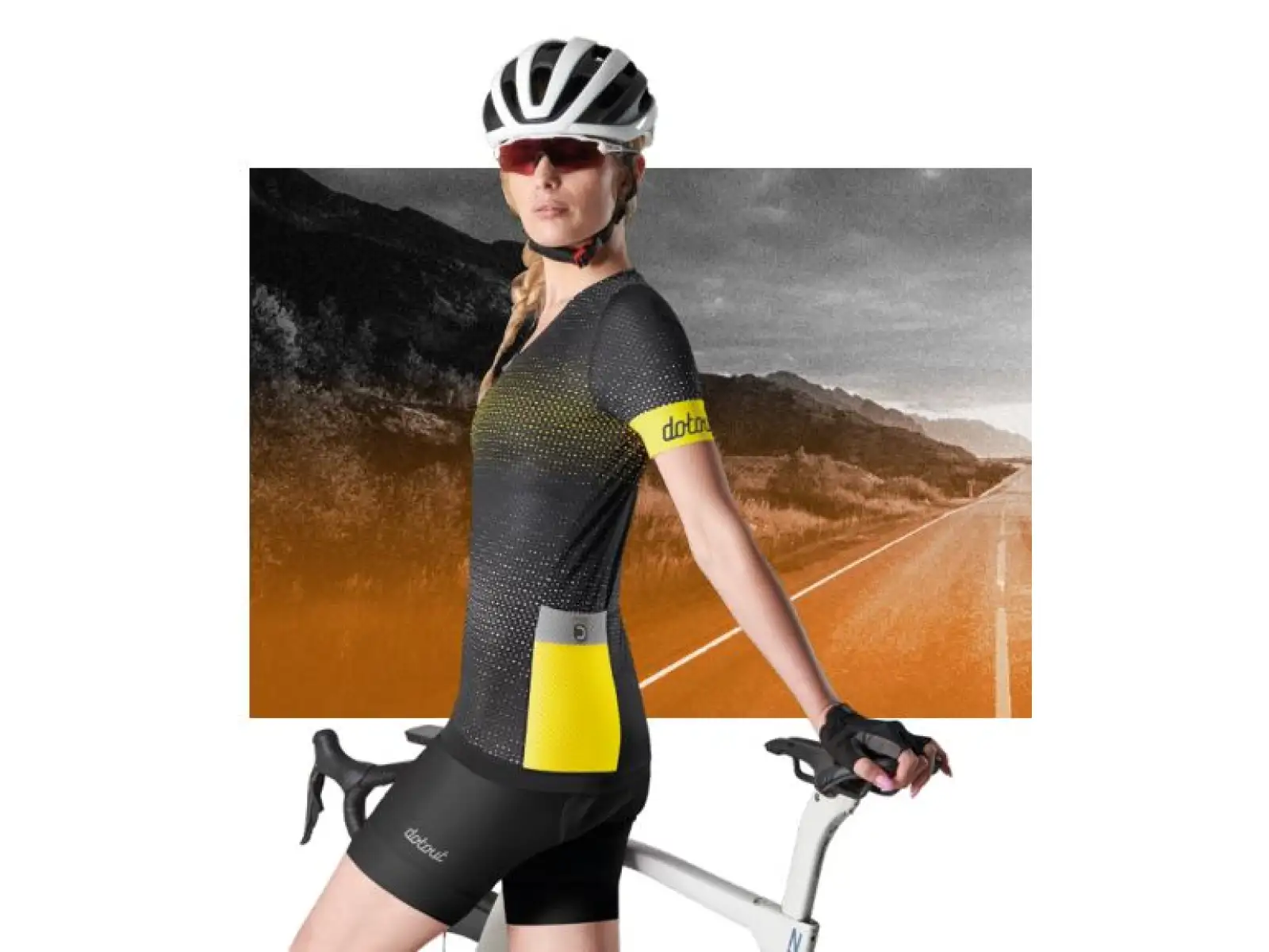 Dotout Rainbow Damen-Fahrradtrikot mit kurzen Ärmeln Schwarz