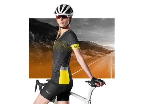 Dotout Rainbow Damen-Fahrradtrikot mit kurzen Ärmeln Schwarz